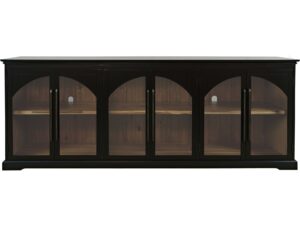 Czarna Komoda Sześć Przeszklonych Drzwi Ozdobne Łuki – Avola