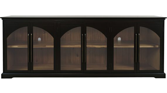 Czarna Komoda Sześć Przeszklonych Drzwi Ozdobne Łuki – Avola