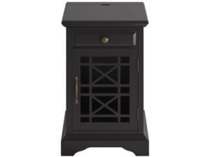 Czarna Szafka Nocna z USB i Ozdobnymi Szprosami – Avola