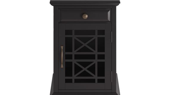 Czarna Szafka Nocna z USB i Ozdobnymi Szprosami – Avola