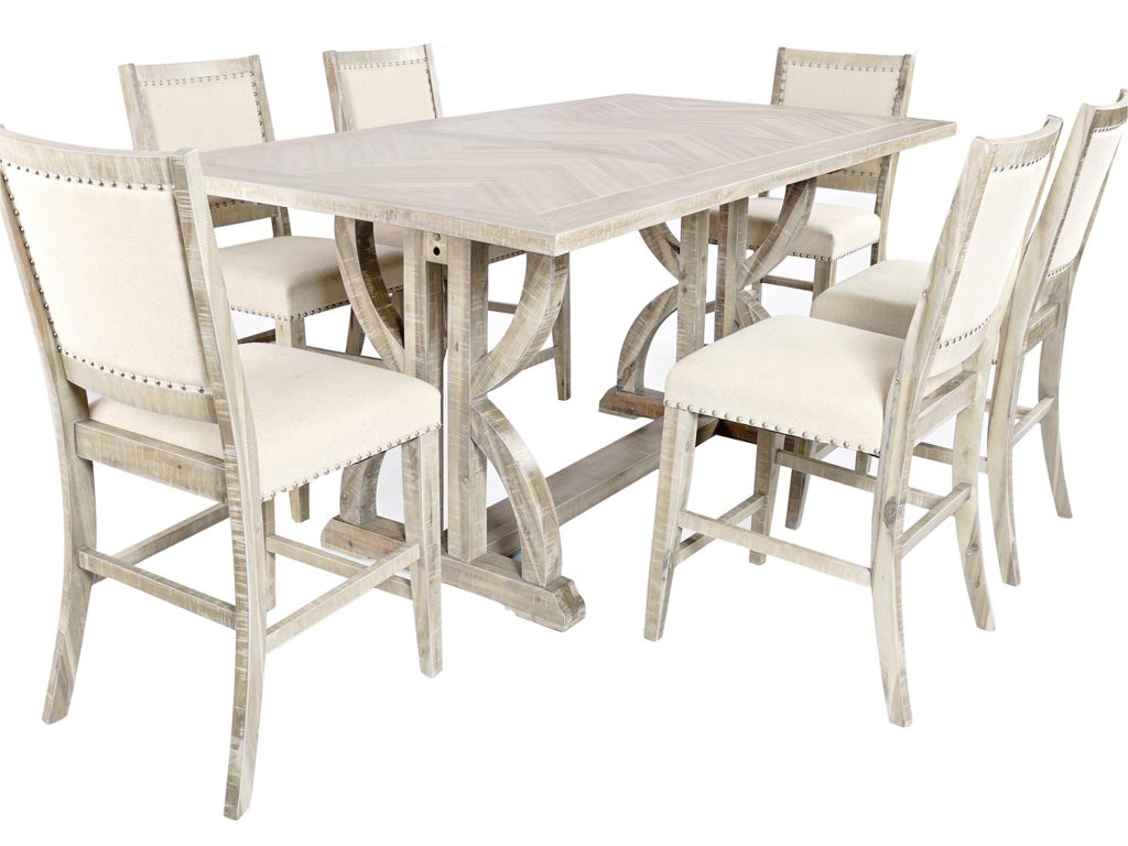 Zestaw Stół 127cm i 6 Rustykalnych Krzeseł Shabby Chic – Avola