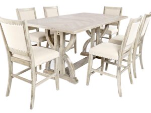 Zestaw Stół 127cm i 6 Rustykalnych Krzeseł Shabby Chic – Avola