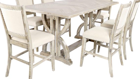 Zestaw Stół 127cm i 6 Rustykalnych Krzeseł Shabby Chic – Avola