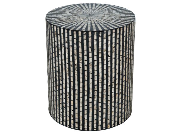 Okrągły stolik pomocniczy z mozaiką z bambusa