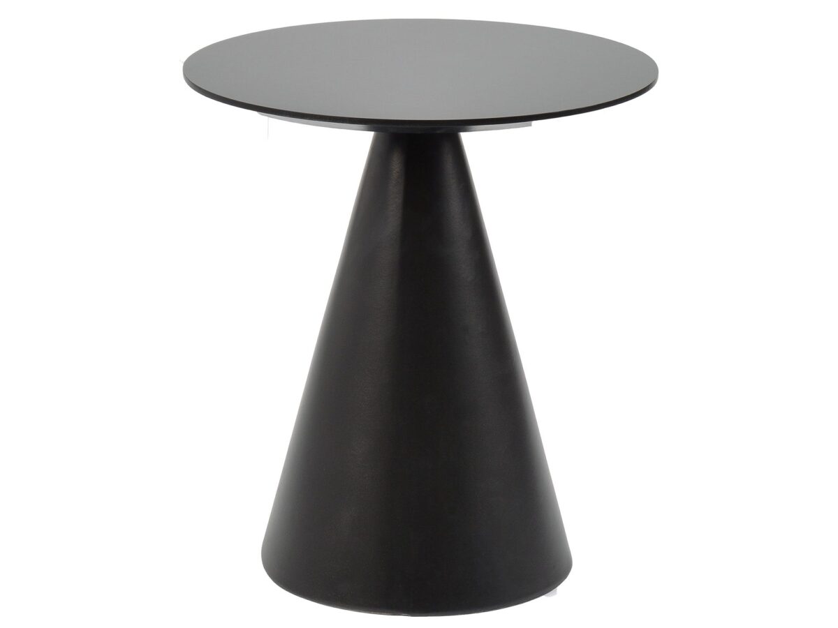 Czarny Stolik Minimalistyczny Stożkowa Podstawa Okrągły Blat – Florence
