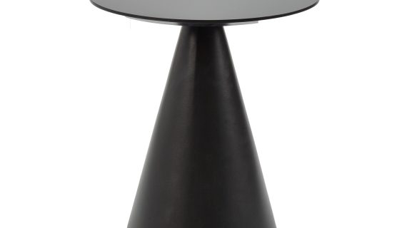 Czarny Stolik Minimalistyczny Stożkowa Podstawa Okrągły Blat – Florence