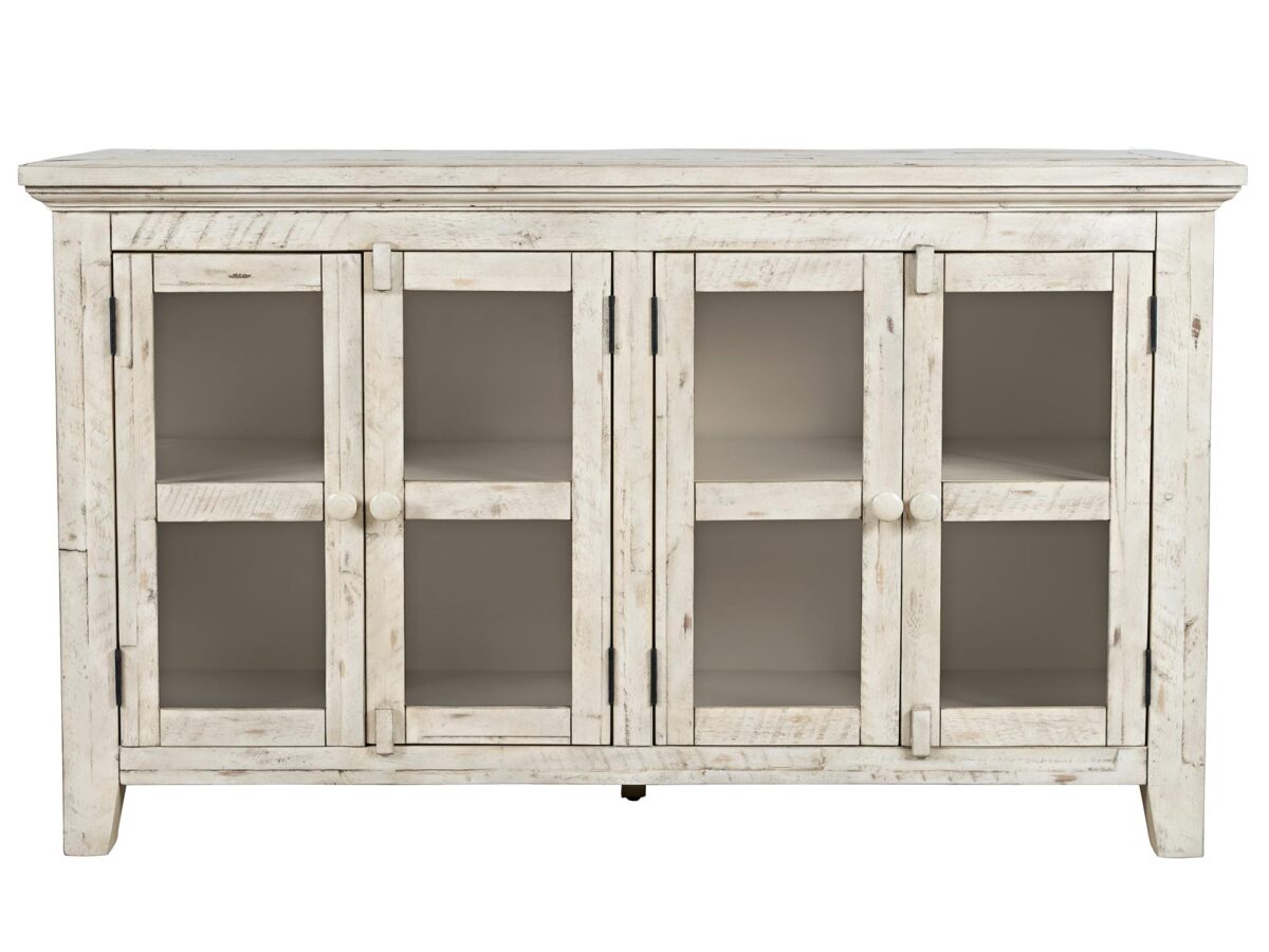 Rustykalna Komoda Kość Słoniowa Przeszklone Drzwi – Avola