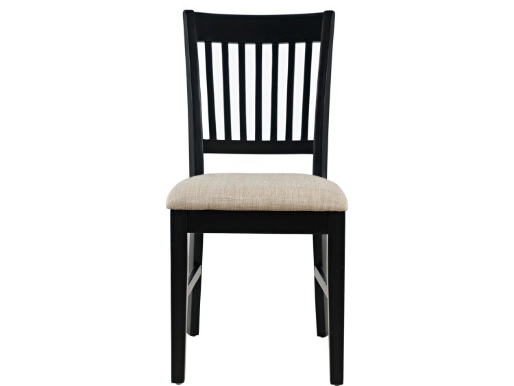 Krzesło drewniane w kolorze czarnym z beżowym tapicerowanym siedziskiem