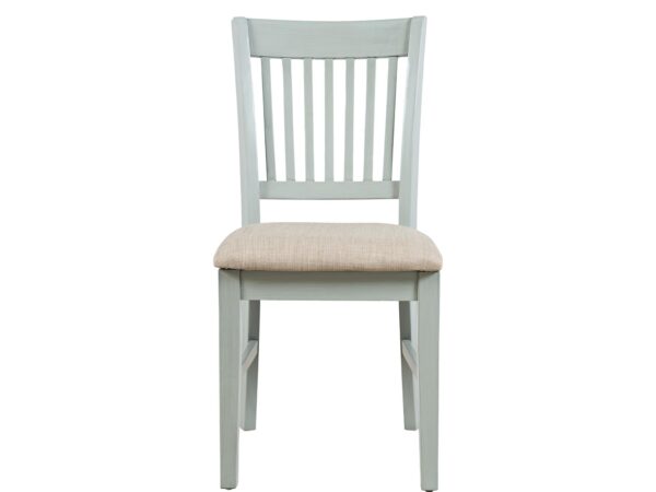 Krzesło drewniane w kolorze kremowym z tapicerowanym siedziskiem w beżu