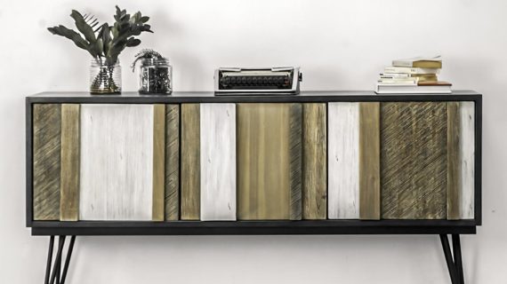 miniaturka Drewniana komoda retro z 3D frontami z akacji – Mondo