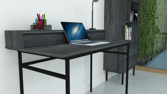 miniaturka Biurko retro 3D z grafitowymi nogami – Nobile