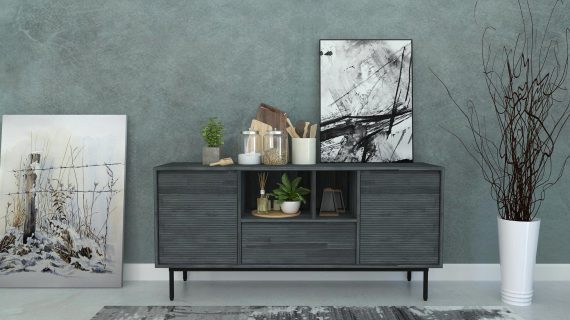 miniaturka Komoda retro akacjowa w kolorze Tundra Grey – Nobile