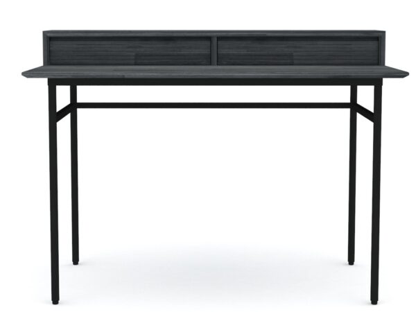 Minimalistyczne biurko loftowe z dwiema szufladami i czarnymi nogami