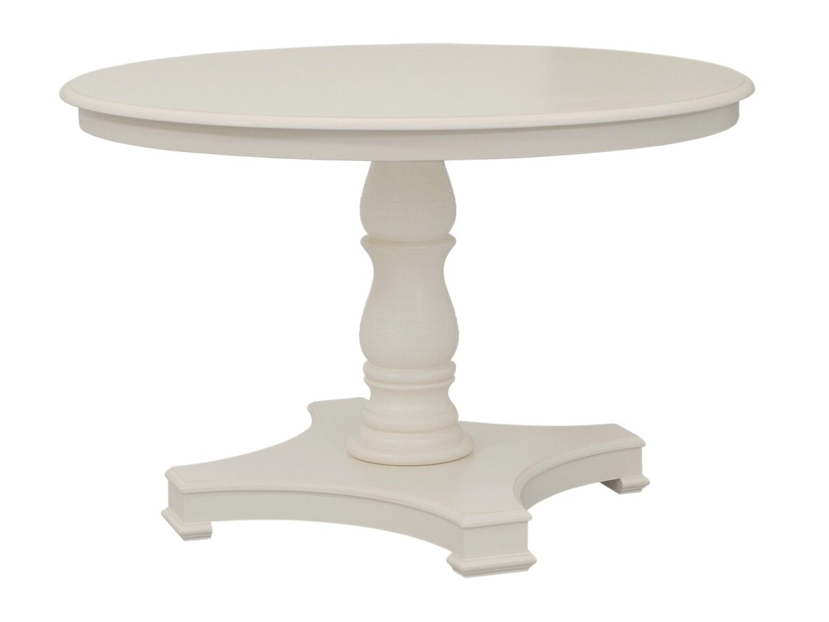Prowansalski Okrągły Stół Antyczna Biel Toczone Nogi – Dijon
