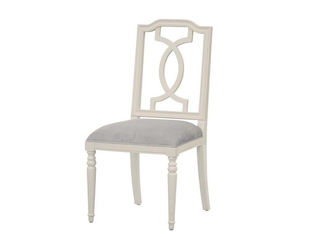 Białe Krzesło Tapicerowane Toczone Nogi Antyczne – Dijon
