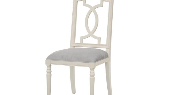 Białe Krzesło Tapicerowane Toczone Nogi Antyczne – Dijon