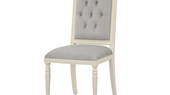 Tapicerowane Krzesło Białe Szare Siedzisko – Dijon