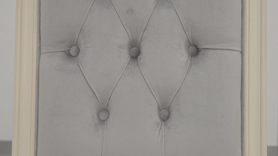 miniaturka Tapicerowane Krzesło Białe Szare Siedzisko – Dijon