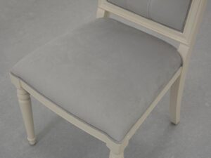 miniaturka Tapicerowane Krzesło Białe Szare Siedzisko – Dijon