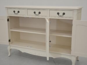 miniaturka Prowansalska Komoda Antyczna Biel Ozdobne Uchwyty – Dijon