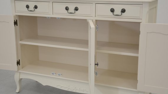 miniaturka Prowansalska Komoda Antyczna Biel Ozdobne Uchwyty – Dijon