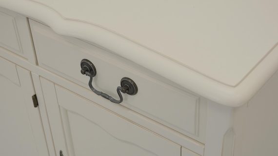 miniaturka Prowansalska Komoda Antyczna Biel Ozdobne Uchwyty – Dijon