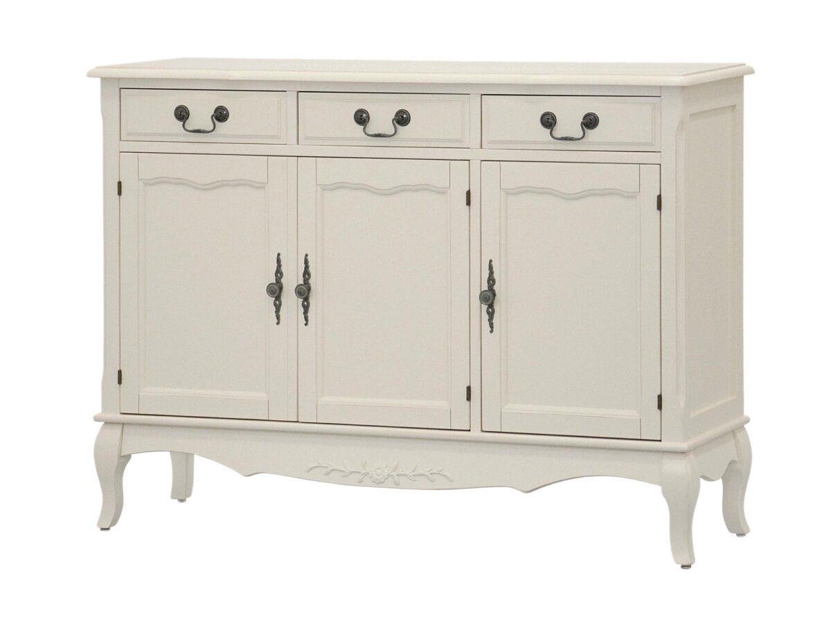Prowansalska Komoda Antyczna Biel Ozdobne Uchwyty – Dijon