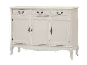 Prowansalska Komoda Antyczna Biel Ozdobne Uchwyty – Dijon