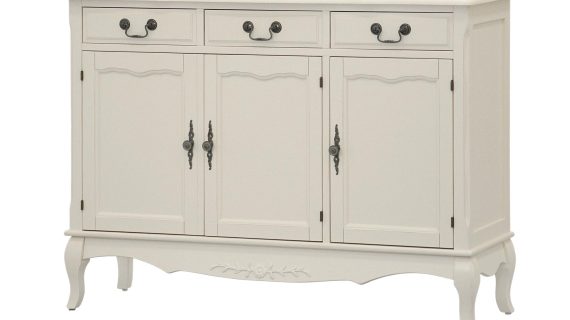 Prowansalska Komoda Antyczna Biel Ozdobne Uchwyty – Dijon