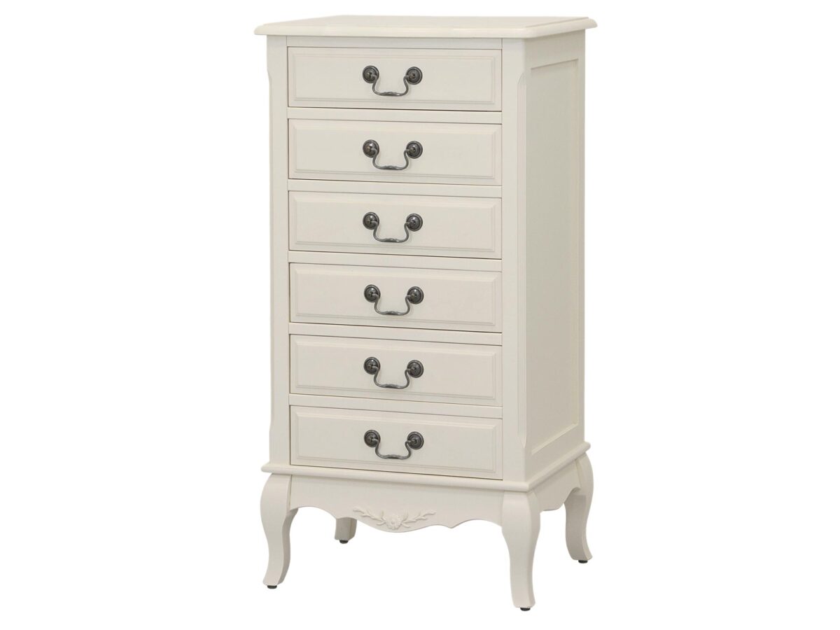 Antyczna Biała Komoda Prowansalska Frezowane Krawędzie – Dijon