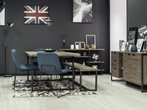 miniaturka Ława loftowa drewniana z grafitową podstawą – Vento