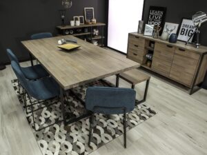 miniaturka Ława loftowa drewniana z grafitową podstawą – Vento