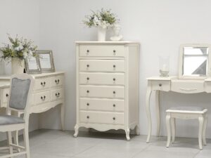 miniaturka Tapicerowane Krzesło Białe Szare Siedzisko – Dijon