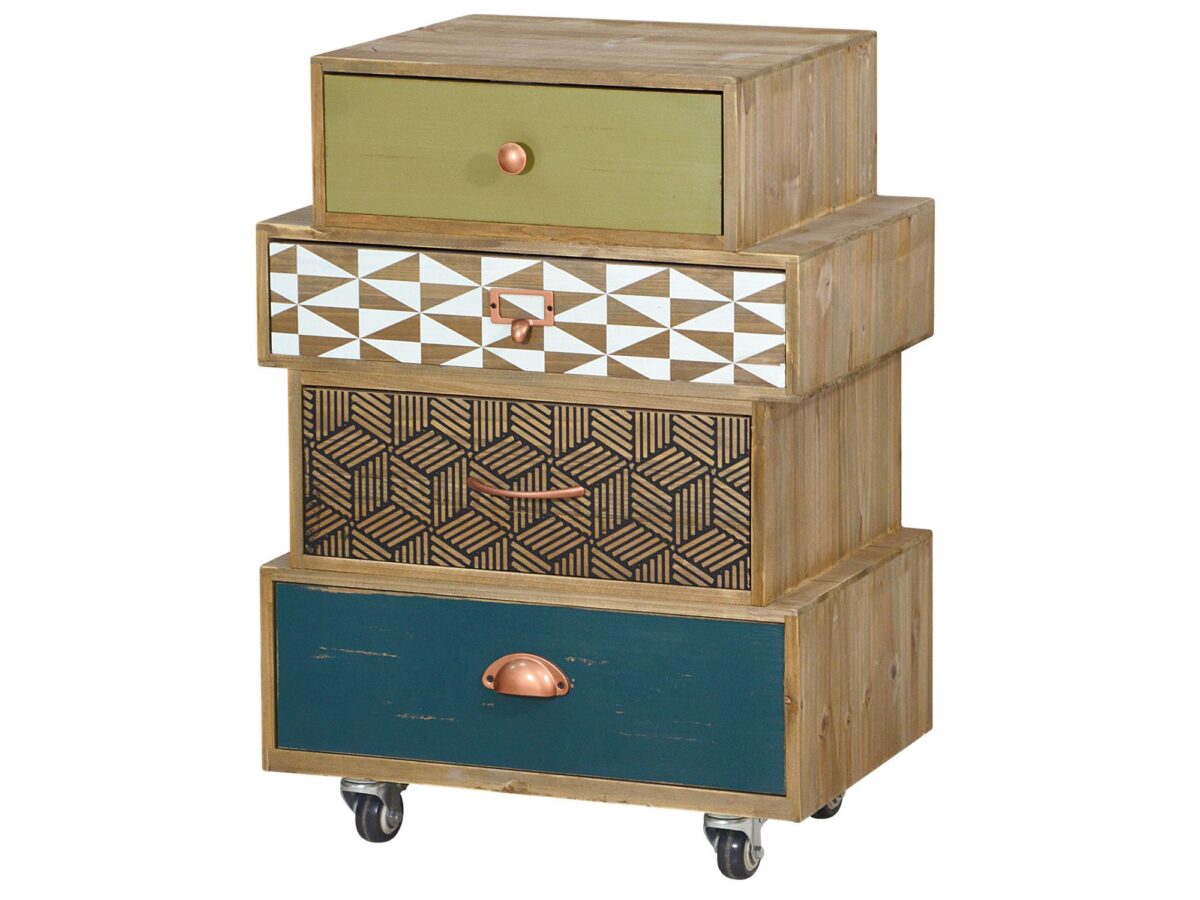 Szafka retro z naturalnego drewna na miedzianych nóżkach – Amalfi