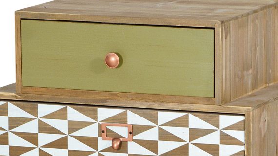 miniaturka Szafka retro z naturalnego drewna na miedzianych nóżkach – Amalfi