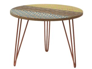 Stolik retro z miedzianymi nogami i okrągłym blatem – Amalfi