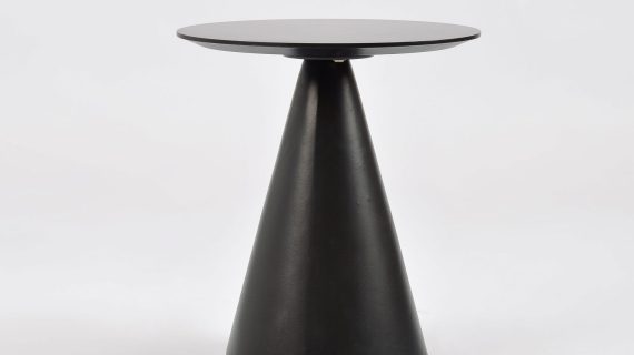 miniaturka Czarny Stolik Minimalistyczny Stożkowa Podstawa Okrągły Blat – Florence