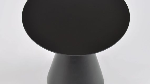 miniaturka Czarny Stolik Minimalistyczny Stożkowa Podstawa Okrągły Blat – Florence