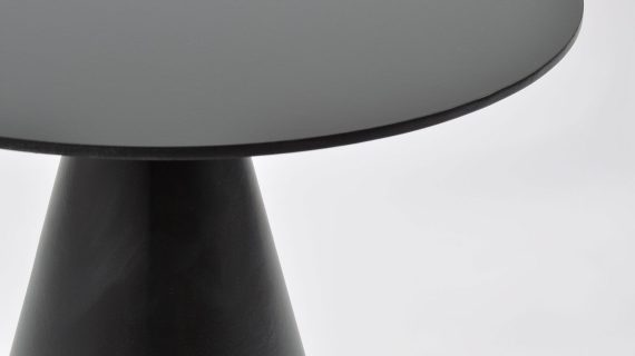miniaturka Czarny Stolik Minimalistyczny Stożkowa Podstawa Okrągły Blat – Florence