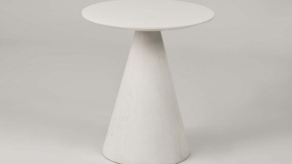 miniaturka Biały Stolik Okrągły Blat Stożkowa Podstawa – Florence