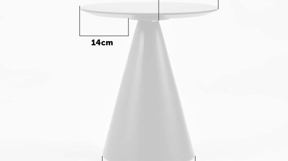 miniaturka Biały Stolik Okrągły Blat Stożkowa Podstawa – Florence