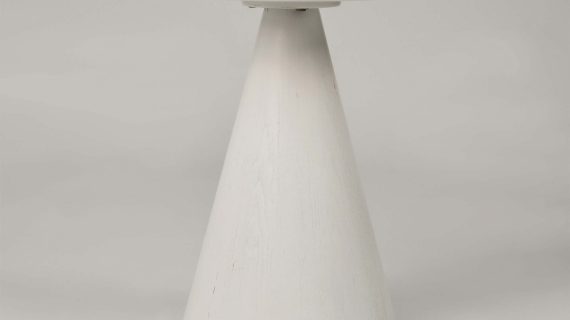 miniaturka Biały Stolik Okrągły Blat Stożkowa Podstawa – Florence