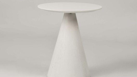 miniaturka Biały Stolik Okrągły Blat Stożkowa Podstawa – Florence