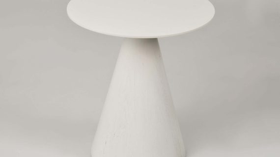 miniaturka Biały Stolik Okrągły Blat Stożkowa Podstawa – Florence