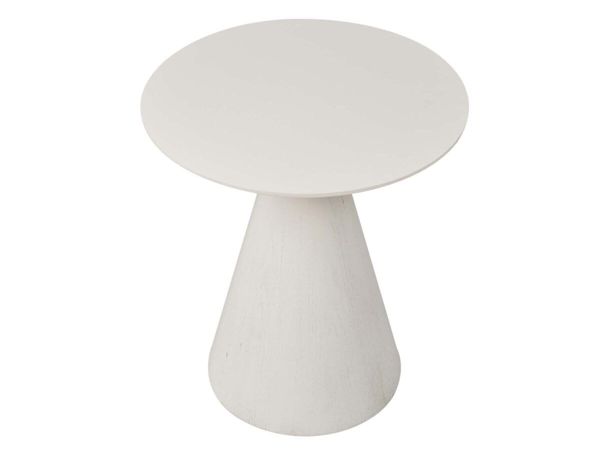 Biały Stolik Okrągły Blat Stożkowa Podstawa – Florence