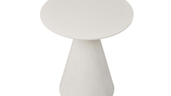 Biały Stolik Okrągły Blat Stożkowa Podstawa – Florence