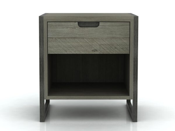 Szafka nocna w stylu loftowym z jedną szufladą i otwartą półką