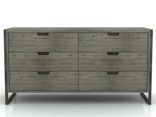 Szeroka komoda loftowa z szufladami i metalowym stelażem