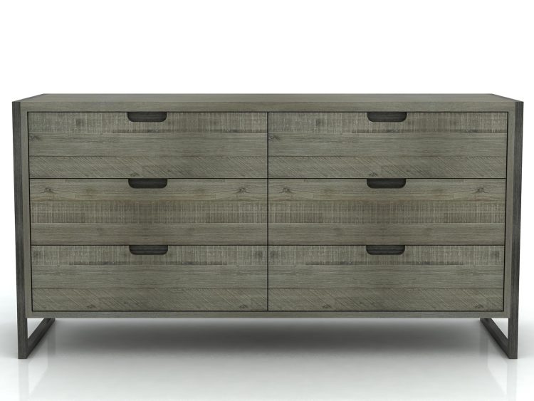 Szeroka komoda loftowa z szufladami i metalowym stelażem