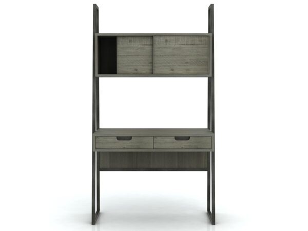 Biurko z szufladami i regałem na książki w stylu industrialnym